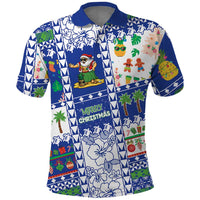 Northern Mariana Islands Christmas Polo Shirt Festive Beach Vibes LT05 Blue - Polynesian Pride
