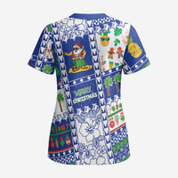Northern Mariana Islands Christmas Scrub Top Festive Beach Vibes - Polynesian Pride
