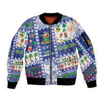 Northern Mariana Islands Christmas Sleeve Zip Bomber Jacket Festive Beach Vibes - Polynesian Pride