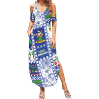 Northern Mariana Islands Christmas Summer Maxi Dress Festive Beach Vibes LT05 Women Blue - Polynesian Pride
