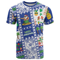 Northern Mariana Islands Christmas T Shirt Festive Beach Vibes LT05 Blue - Polynesian Pride