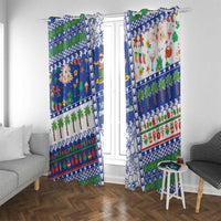 Northern Mariana Islands Christmas Window Curtain Festive Beach Vibes - Polynesian Pride
