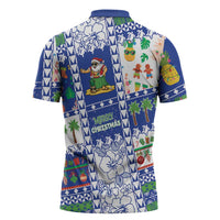 Northern Mariana Islands Christmas Zipper Polo Shirt Festive Beach Vibes LT05 - Polynesian Pride