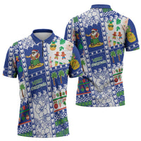 Northern Mariana Islands Christmas Zipper Polo Shirt Festive Beach Vibes LT05 - Polynesian Pride