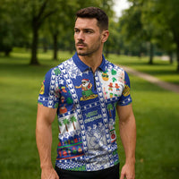 Northern Mariana Islands Christmas Zipper Polo Shirt Festive Beach Vibes LT05 - Polynesian Pride