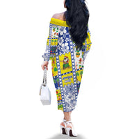 New Caledonia Christmas Family Matching Off The Shoulder Long Sleeve Dress and Hawaiian Shirt Festive Beach Vibes - Polynesian Pride