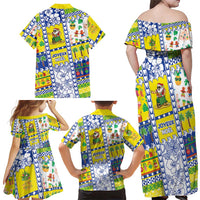 New Caledonia Christmas Family Matching Off Shoulder Maxi Dress and Hawaiian Shirt Festive Beach Vibes - Polynesian Pride