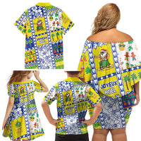New Caledonia Christmas Family Matching Off Shoulder Short Dress and Hawaiian Shirt Festive Beach Vibes - Polynesian Pride
