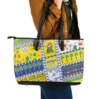 New Caledonia Christmas Leather Tote Bag Festive Beach Vibes - Polynesian Pride