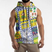 New Caledonia Christmas Sleeveless Zip Hoodie Festive Beach Vibes - Polynesian Pride