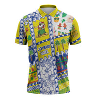 New Caledonia Christmas Zipper Polo Shirt Festive Beach Vibes LT05 Yellow - Polynesian Pride