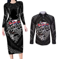 Hawaii November 28th Couples Matching Long Sleeve Bodycon Dress and Long Sleeve Button Shirt Kanaka Maoli Tribal Pattern - Polynesian Pride
