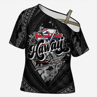 Hawaii November 28th Cross Shoulder Shirt Kanaka Maoli Tribal Pattern LT05 Female Black - Polynesian Pride