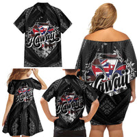 Hawaii November 28th Family Matching Off Shoulder Short Dress and Hawaiian Shirt Kanaka Maoli Tribal Pattern - Polynesian Pride