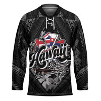 Hawaii November 28th Hockey Jersey Kanaka Maoli Tribal Pattern LT05 Unisex Black - Polynesian Pride