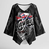 Hawaii November 28th Kimono Sleeve Blouse Kanaka Maoli Tribal Pattern - Polynesian Pride