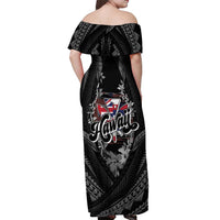 Hawaii November 28th Off Shoulder Maxi Dress Kanaka Maoli Tribal Pattern - Polynesian Pride
