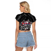 Hawaii November 28th Raglan Cropped T Shirt Kanaka Maoli Tribal Pattern LT05 - Polynesian Pride