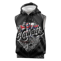 Hawaii November 28th Sleeveless Zip Hoodie Kanaka Maoli Tribal Pattern LT05 Black - Polynesian Pride