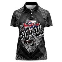 Hawaii November 28th Women Polo Shirt Kanaka Maoli Tribal Pattern LT05 Female Black - Polynesian Pride