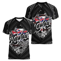Hawaii November 28th Women V-Neck T-Shirt Kanaka Maoli Tribal Pattern LT05 - Polynesian Pride