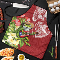 Puerto Rico Coqui Frog Apron Tropical Flowers Polynesian Style LT05 Red - Polynesian Pride