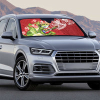 Puerto Rico Coqui Frog Auto Sun Shade Tropical Flowers Polynesian Style - Polynesian Pride