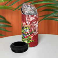 Puerto Rico Coqui Frog 4 in 1 Can Cooler Tumbler Tropical Flowers Polynesian Style LT05 - Polynesian Pride