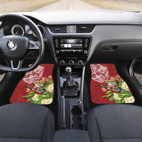 Puerto Rico Coqui Frog Car Mats Tropical Flowers Polynesian Style LT05 Set 2pcs - Front Red - Polynesian Pride