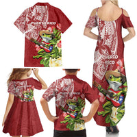 Puerto Rico Coqui Frog Family Matching Summer Maxi Dress and Hawaiian Shirt Tropical Flowers Polynesian Style - Polynesian Pride