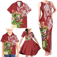 Puerto Rico Coqui Frog Family Matching Tank Maxi Dress and Hawaiian Shirt Tropical Flowers Polynesian Style - Polynesian Pride