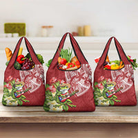 Puerto Rico Coqui Frog Grocery Bag Tropical Flowers Polynesian Style - Polynesian Pride