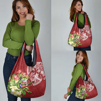 Puerto Rico Coqui Frog Grocery Bag Tropical Flowers Polynesian Style - Polynesian Pride