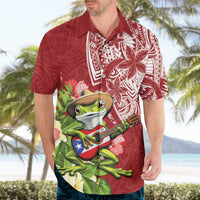 Puerto Rico Coqui Frog Hawaiian Shirt Tropical Flowers Polynesian Style - Polynesian Pride