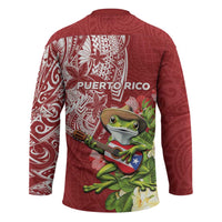 Puerto Rico Coqui Frog Hockey Jersey Tropical Flowers Polynesian Style LT05 - Polynesian Pride