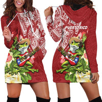 Puerto Rico Coqui Frog Hoodie Dress Tropical Flowers Polynesian Style LT05 - Polynesian Pride
