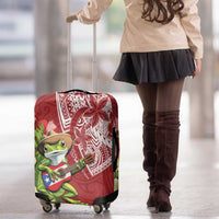 Puerto Rico Coqui Frog Luggage Cover Tropical Flowers Polynesian Style - Polynesian Pride