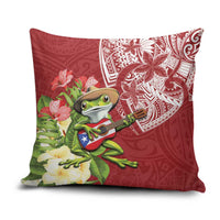Puerto Rico Coqui Frog Pillow Cover Tropical Flowers Polynesian Style - Polynesian Pride