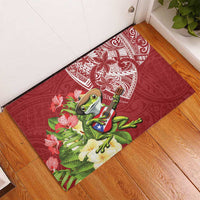 Puerto Rico Coqui Frog Rubber Doormat Tropical Flowers Polynesian Style LT05 - Polynesian Pride