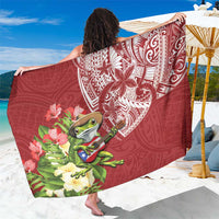 Puerto Rico Coqui Frog Sarong Tropical Flowers Polynesian Style LT05 One Size 44 x 66 inches Red - Polynesian Pride