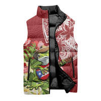Puerto Rico Coqui Frog Sleeveless Puffer Jacket Tropical Flowers Polynesian Style LT05 - Polynesian Pride