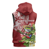 Puerto Rico Coqui Frog Sleeveless Zip Hoodie Tropical Flowers Polynesian Style LT05 - Polynesian Pride