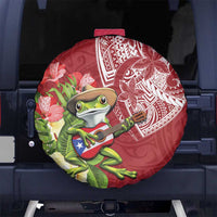 Puerto Rico Coqui Frog Spare Tire Cover Tropical Flowers Polynesian Style - Polynesian Pride