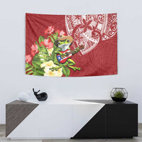 Puerto Rico Coqui Frog Tapestry Tropical Flowers Polynesian Style - Polynesian Pride