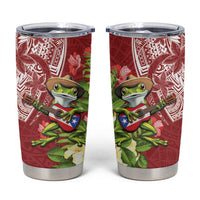Puerto Rico Coqui Frog Tumbler Cup Tropical Flowers Polynesian Style LT05 Red - Polynesian Pride