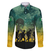 Norfolk Island ANZAC Day Family Matching Off Shoulder Long Sleeve Dress and Hawaiian Shirt Lest We Forget LT05 Dad's Shirt - Long Sleeve Dark Cyan - Polynesian Pride