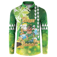 Hawaii Saint Patrick's Day Button Sweatshirt Funny Surfing Leprechaun LT05 Green - Polynesian Pride