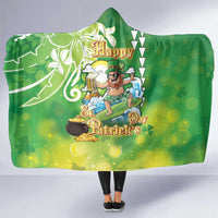 Hawaii Saint Patrick's Day Hooded Blanket Funny Surfing Leprechaun LT05 One Size Green - Polynesian Pride