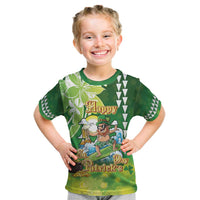 Hawaii Saint Patrick's Day Kid T Shirt Funny Surfing Leprechaun LT05 Green - Polynesian Pride