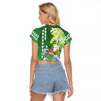 Hawaii Saint Patrick's Day Raglan Cropped T Shirt Funny Surfing Leprechaun LT05 - Polynesian Pride